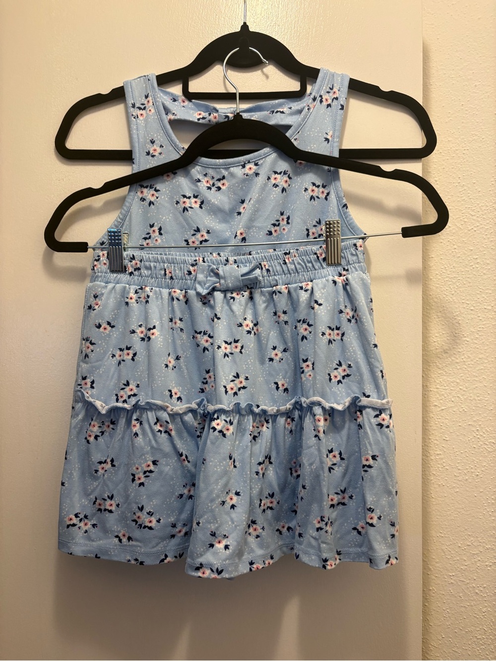 Girls' Light Blue Floral Tank & Skirt Matching Set
